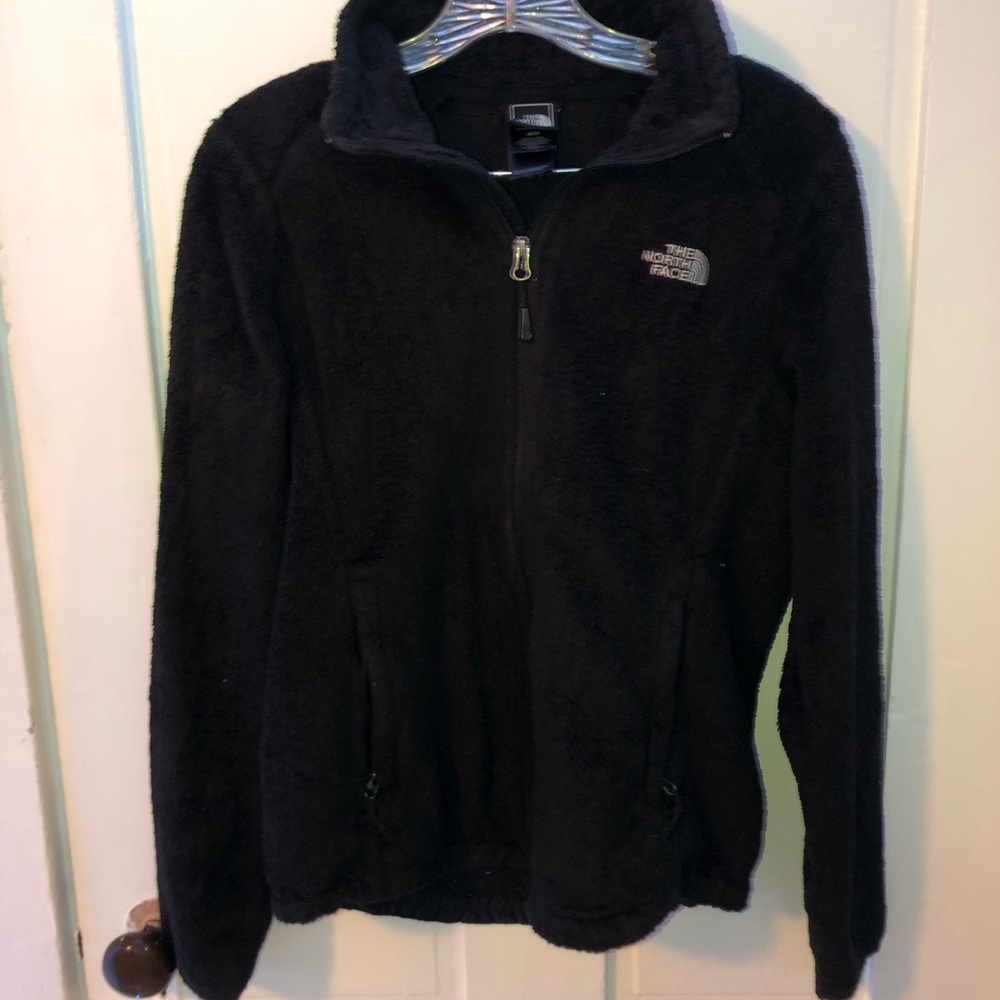 Black North Face Fuzzy Zip Up Jacket